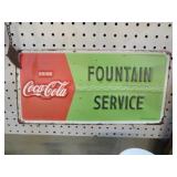 METAL COCA COLA FOUNTAIN SERVICE ADV. SIGN