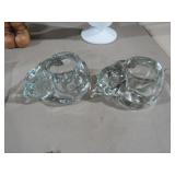 PAIR VTG INDIANA GLASS SLEEPING CATS VOTIVE HOLDER