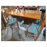SOLID WOOD HANDMADE TABLE & 4 LADDER BACK CHAIRS
