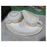 WHEAT PRINT PLATTER, SUGAR & CREAMER