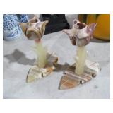 SET OF VTG MARBLE ONYX CANDLE HOLDER