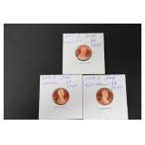 (2) 2007 S, (1) 2008 S LINCOLN MEMORIAL CENTS PROO