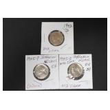 (3) 35% SILVER WAR NICKELS