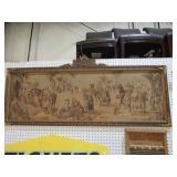 ORNATE FRAMED MIDDLE EASTERN TAPESTRY ON BOARD