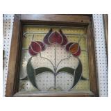 ANTIQUE FRAMED STAINGLASS WINDOW
