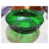 VTG WHEATON WARE EMERALD GREEN CUT GLASS BOWL
