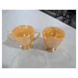 VTG FIREKING PEACH LUSTER LAUREL LEAF CREAM& SUGAR