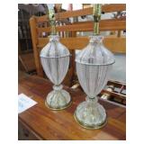 PAIR OF BEAUTIFUL CRYSTAL LAMPS NO SHADES