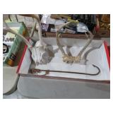 VTG METAL SHARK HOOK AND 2 SETS OF ANTLERS