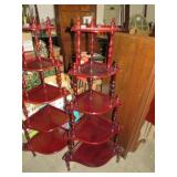 5 TIERED CHERRY FINISH CORNER SHELF