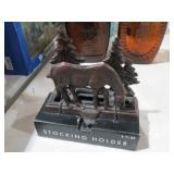 CAST IRON HORSE & TREES STOCKING HOLDER