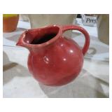 VTG EARLY ROLY POLY CERAMIC PITCHER USA  LT MAROON