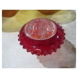AMBERINA FOOTED HOBNAIL FLOWER FROG 2PCS
