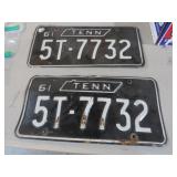 PAIR OF VINTAGE 1961 TENN LICENSE PLATES