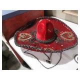 AUTHENTIC RED MEXICAN SOMBERO HAT