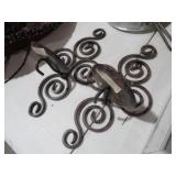 PAIR METAL SCROLL WALL SCONES