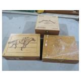 3 CARVED WOOD CIGAR BOXES