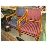 2 SOLID WOOD FRAMED CLOTH SIDE ARMCHAIRS