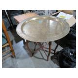 ORIENTAL STYLE TABLE W SOLID BRASS LIFT OFF TOP