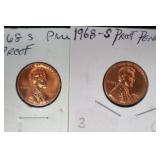 (2) PROOF 1968 S LINCOLN MEMORIAL CENTS