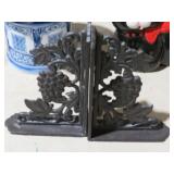 PAIR OF CAST IRON GRAPE PATTERN BOOKENDS