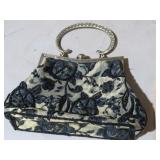 BEADED PURSE WITH BRASWS HANDLE
