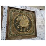 FRAMED HANDMADE CROCHET INDIAN TAPESTRY ON BOARD
