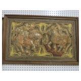 FRAMED HANDMADE CROCHET INDIAN TAPESTRY ON BOARD
