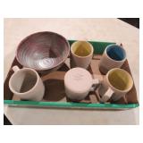 COLLECTION OF PIGEON FORGE POTTERY MUGS, BOWL