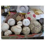 COLLECTION OF BASEBALLS, GLOVES, SOCCER BALLS