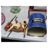 VTG PIPES W/WOOD STAND & CPT. BLACK CANISTER