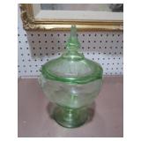 VTG COMPOTE VASELINE CANDY DISH W/ LID