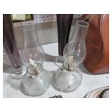 2 VTG OIL LAMPS WITH STACKS