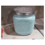 GLASS MASON STORAGE JAR JADEITE STYLE W/LID