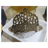 ORNATE BRASS LETTER HOLDER/ NAPKIN HOLDER