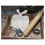 CUTTING BOARD, ROLLING PIN, COOKIE CUTTERS