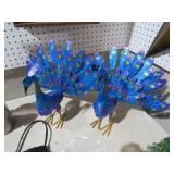 PAIR OF METAL PEACOCKS