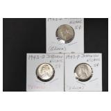 (3) 35% SILVER WAR NICKELS
