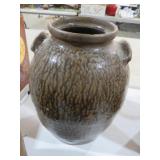 ALKALINE GLAZED STONE DBL HANDLE POTTERY CROCK