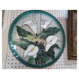 LEADED STAINED GLASS LILY WALL HANGING