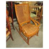 ANTIQUE WOVEN SEAT AND BACK GOOSENECK ROCKER
