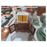 SET OF WOOD COASTERS, 2 DRAWER STORAGE BOX