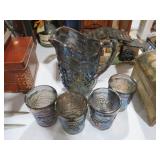 IMPERIAL GLASS HARVEST GRAPE PITCHER & CUP