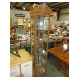 OAK WOOD LIGHTED CURIO CABINET