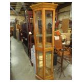 WOOD LIGHTED WOOD BACK CURIO CABINET