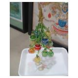 BLOWN GLASS TREE & ORNAMENTS