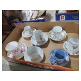 COLLECTION OF VTG HANDPAINTED TEACUPS & SAUCERS