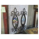 PAIR OF METAL SCROLL WALL MIRRORS