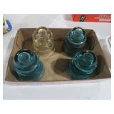4 GLASS VINTAGE INSULATORS