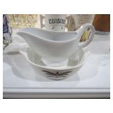 ANCHOR HOCKING CASSEROLE, CERAMIC GRAVY BOWL